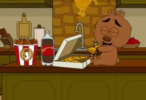 Malloy just LOVES LOVES LOVES fried chicken, pizza and coke goes great with that