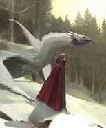 A painting of Hannah and her dragon named Frost.