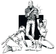 Axa with her creator Enrique Romero and Modesty Blaise