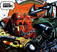 Nemesis vs Mongrol on the cover of 2000 AD prog 399, by Bryan Talbot