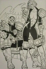 Private commission piece featuring  and Dredd