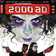 Demi as the cover star of 2000 AD prog 1138, by Simon Davis