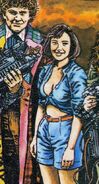 The sixth Doctor and Peri Brown in the 1995 Doctor Who Yearbook, by Phil Bevan