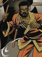 Ray wearing the pyjamas of Marvel's Master of Kung Fu, Shang Chi, in 2000 AD prog 2057, by Steve Yeowell and John Charles