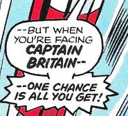 Speech bubble from Captain Britain #1, by Irving Watanabe