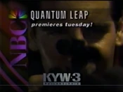 NBC Network - Quantum Leap - Season Premiere! - Tuesday promo w/KYW-TV Philadelphia byline for September 22, 1992