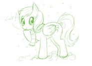 A sketch of Clover in the snow
