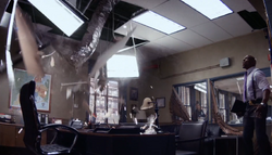 Terry accidentally destroys Holt's office by closing the door too hard