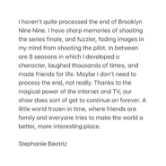 Final thoughts from last days of filming