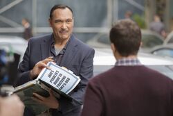 Mr. Santiago discover Jake's binder that's filled with information about him.