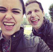 S4 E22 Melissa Fumero's Caption: Just a couple of super chill really attractive artists casually immersed in our craft. U know per usual. #professional #season4finale