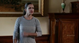 Amy slamming her paddle down and yelling "Come on Claire! I thought you came to play!"