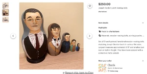 Actual Joseph Gordon Levitt nesting dolls that sold for $250 on Etsy