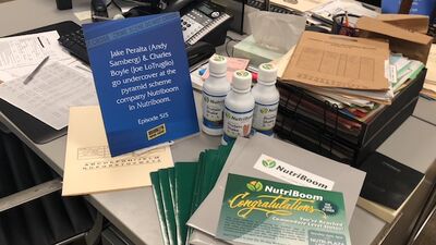 Props on display at Annual Summer Press Tour Jake Peralta and Charles Boyle go undercover at the pyramid scheme company Nutriboom.]]