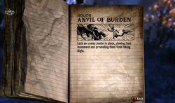 The tour book entry for Anvil of Burden.