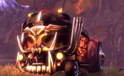 The Tour Bus parked outside Bladehenge, shortly after its construction.