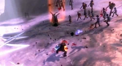 Eddie using Earthshaker during the "Doom's Dawn" battle.