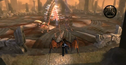 The Lamprey attacking Ironheade units in multiplayer.