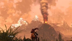 Eddie riding a bloodied Raptor Elk.