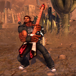 Eddie rocking out in his demon form.