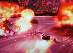 Eddie performing a power slide.