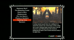 The map selection menu.