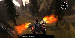 Eddie escapes through the back exit of the Spider Lair on his Trike.