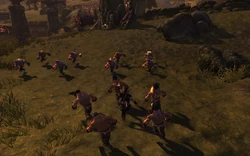 A Headbanger and Hairbanger patrol clash outside of the Crushing Pit