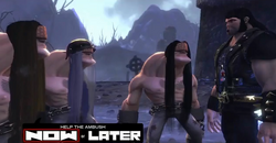 Eddie speaks with a group of guerrillas.