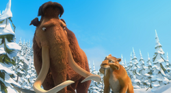 Diego stays in the herd, contrary to what he said at the beginning of the film.