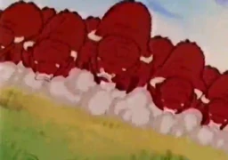 A stampede of buffalo in Wyoming in 1850.