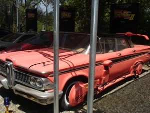 A hover converted 1959 Edsel Corsair on display at Universal Studios.
