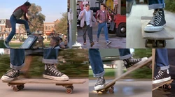 A collage of Marty's Chuck Taylors, in Back to the Future.