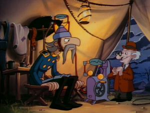 A snake oil salesman tries to sell his electric magnetic machine