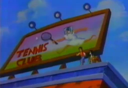 The billboard on the roof.