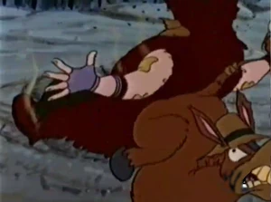 Un burro patea a Wild Bill Tannen.