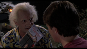 Doc giving Marty the walkie talkie