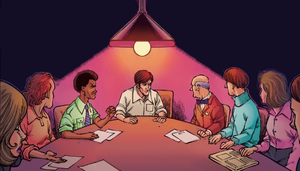 The Hill Valley Civic Committee in the alternate 1973.