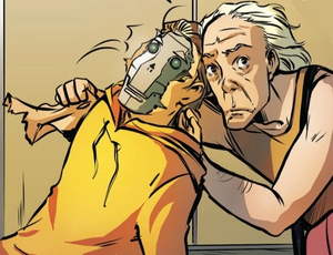 Doc desenmascara un androide de Marty.