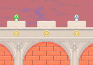 Bub and Bob at the top of the Rainbow Tower from Bubble Memories