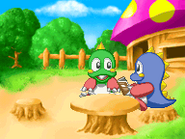 Bub and Bob on Pao Pao Island in Super Puzzle Bobble
