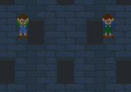 Bubby and Bobby descending from the tower.