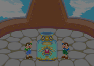 Bubby and Bobby using the Rainbow Potion atop the Tower of Darkness.