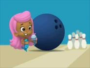 Molly with a bowling ball