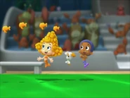 The Little Fish swimming above Goby, Deema and Bubble Puppy