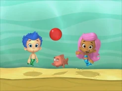 Molly and Gil with a red bubble