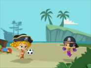 Deema and Oona playing soccer