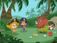 Deema and Oona playing with the Ball Hog