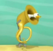 Duck in a tuba