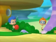 Gil helping Nonny how to catch the ball